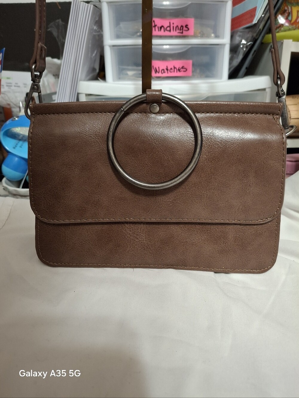 Joy Susan faux leather crossbody bag organizer 8.5x5